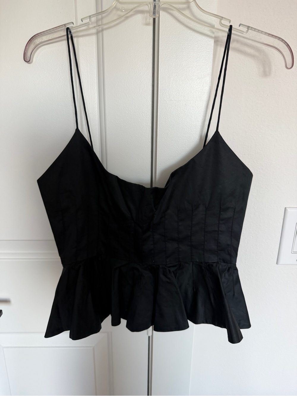 Hunter Bell Black Spaghetti Strap Peplum Tank Top - Women